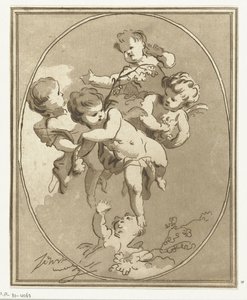 Fünf Putti mit Blütenzweigen von Anthonie van den Bos