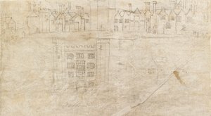 Gebäude entlang der Südfront des Oatlands Palace von Anthonis van den Wyngaerde