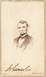 Abraham Lincoln, signierte Carte-de-Visite, 1864 von Anthony Berger