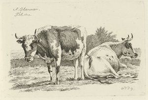 Stehende und liegende Kuh von Anthony Oberman