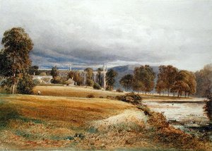 Bolton Abbey vom Fluss Wharfe, Südansicht, ca. 1825 von Anthony Vandyke Copley Fielding