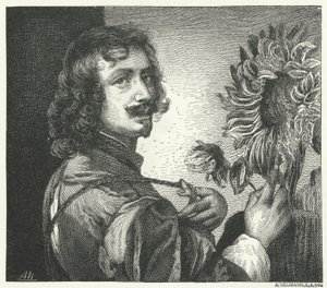 Selbstporträt des flämischen Barockkünstlers Anthony Van Dyck (Gravur) von Anthony van (after) Dyck