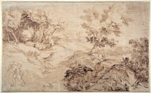 Landschaft im Stil von Tizian (Feder & Tinte auf Papier)