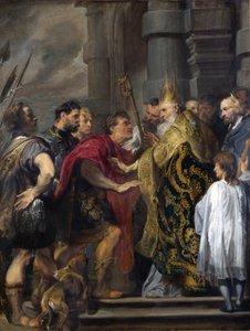 Der heilige Ambrosius verwehrt Theodosius den Eintritt in den Mailänder Dom von Anthony van Dyck