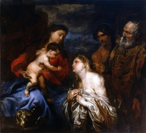 Die Jungfrau und das Kind mit den drei reuigen Sündern, Maria Magdalena, König David und dem verlorenen Sohn