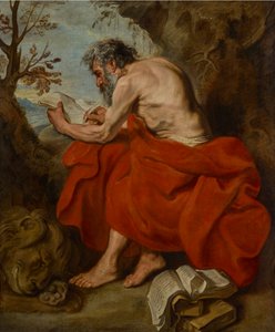 St. Hieronymus als Einsiedler in einer Landschaft, lesend von Anthony van Dyck