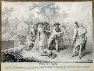 Das verlorene Kind Illustration aus „Briefe eines amerikanischen Farmers“ von Saint John de Crevecoeur. Lithographie von Antoine Borel (1743-1810) ca. 1783. Blerancourt. Musee Franco American