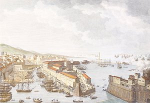 Einzug der Franzosen in Livorno, Juni 1796, Stich von Jean Duplessis-Bertaux, Zeichnung von Carle Vernet, Französische Revolutionskriege, Italien