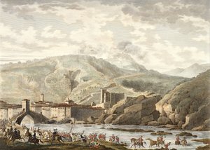 Die Schlacht von Millesimo, 25 Germinal, Jahr 4 (April 1796) graviert von Jean Duplessi-Bertaux (1747-1819)