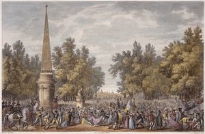 Das Fest von Virgil in Mantua, 24 Vendemiaire, Jahr 6 (Oktober 1797), graviert von Georges Malbeste von Antoine Charles Horace Vernet