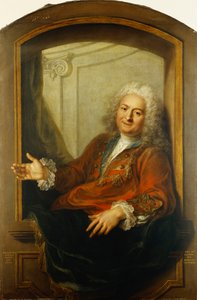 Porträt von Monsieur Dupille, Halbfigur, in einem Gewand am Rand eines Fensters sitzend, 1733