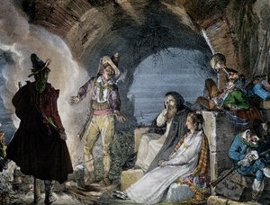 Räuberhöhle, aus Un an a Rome, Lithographie