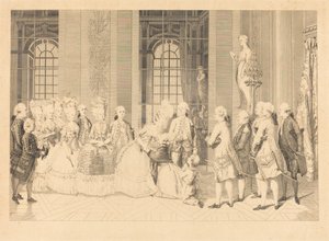 Le Reine annoncant a Mmme. de Bellegarde des juges et la liberte de son mari en mai 1 von Antoine Jean Duclos after vicomte Charles Henri Desfosses