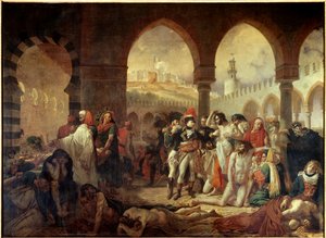 Kampagne von Ägypten (1798-1801): Napoleon Bonaparte besucht die Pestkranken von Jaffa am 11.03.1799