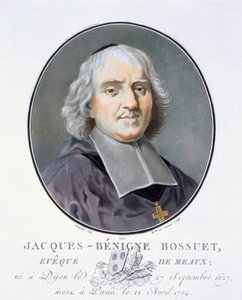 Jacques-Bénigne Bossuet, aus Portraits des grands hommes, femmes illustres, et sujets mémorables de France, graviert und in Farben gedruckt, veröffentlicht von Pierre Blin, 1786-92, Paris