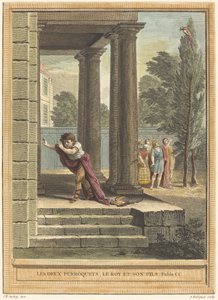 Die zwei Papageien, der König und sein Sohn von Antoine Radigues after Jean Baptiste Oudry