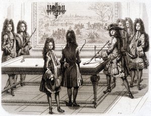 Ludwig XIV. spielt Billard (mit Monsieur (Bruder des Königs), Herzog von Vendôme, Graf von Toulouse, Chamillart, der König, M. d