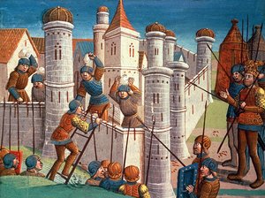 Szene aus einer Schlacht zur Verteidigung von Konstantinopel, aus Ogier le Danois