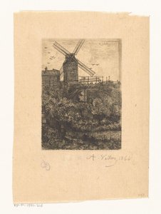 Ansicht der Moulin de la Galette in Montmartre von Antoine Vollon (signed by artist)