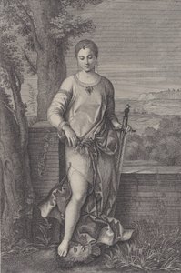 Judith steht mit ihrem Fuß auf dem Kopf von Holofernes, um 1729