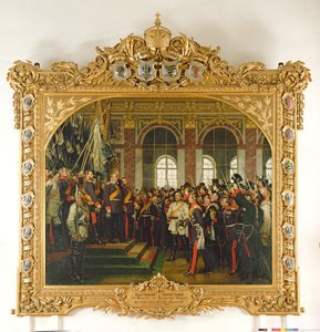 Die Proklamation Wilhelms als Kaiser des neuen Deutschen Reiches, im Spiegelsaal von Versailles am 18. Januar 1871, gemalt 1885