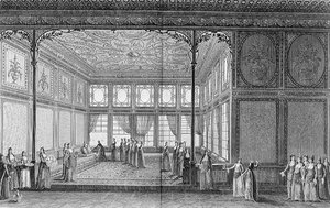 Innenansicht eines Salons im Topkapi-Palast der Sultana Hadidge, Schwester von Selim III