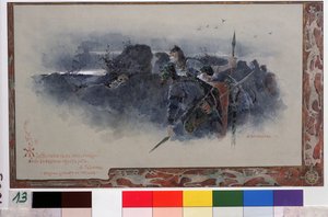 Illustration für das Märchen Der goldene Hahn von Alexander Puschkin von Anton Ivanovich Kandaurov