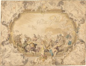 Eine Decke mit Apollo, der über militärisches und historisches Wissen präsidiert von Anton Kern