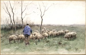 Ein Hirte und seine Herde von Anton Mauve