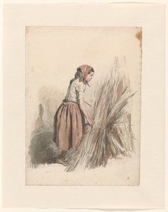 Mädchen mit Kopftuch, arbeitend auf dem Feld von Anton Mauve