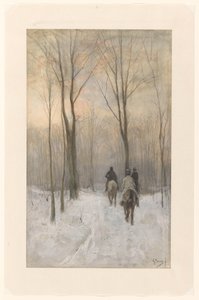 Reiter im Schnee im Haagse Bos von Anton Mauve