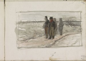Vier Männer auf einem Pfad von Anton Mauve