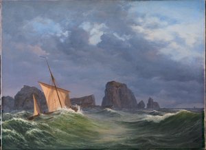 Ein Shetland-Fischerboot im stürmischen Wetter nördlich der Orkney-Inseln