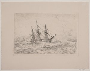 Eine Fregatte an der norwegischen Küste von Anton Melbye