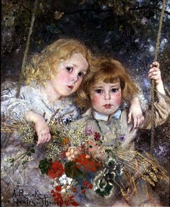 Porträt von Ernest und Beatrice Makins auf einer Schaukel