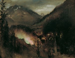 Wildbad Gastein am Abend (bei bengalischer Beleuchtung)