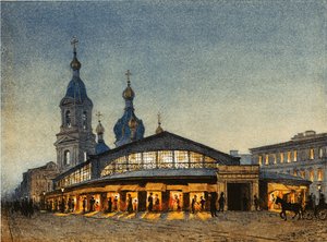 Der Heuplatz und die Erlöserkirche in Sankt Petersburg von Anton Sergeevich Lytkin