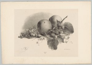 Pfirsiche, Beeren, Haselnüsse und Brombeeren