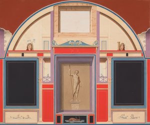 Wandgemälde eines römischen Hauses auf dem Gelände der Villa Negroni in Rom, Statue des Adonis