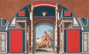 Wandgemälde eines römischen Hauses auf dem Gelände der Villa Negroni in Rom, Trunkener Herkules