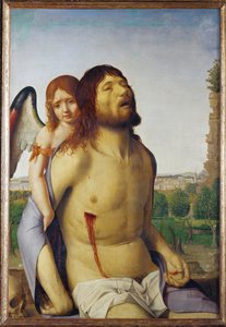 Der tote Christus von einem Engel gestützt von Antonello da Messina