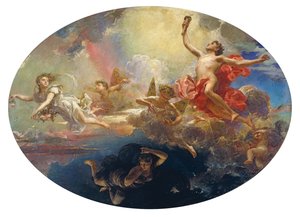 Der Triumph des Tages über die Nacht, angeführt von der Morgenröte