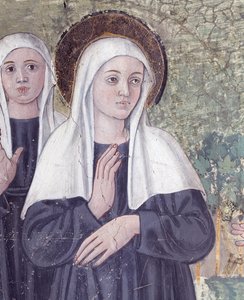 Leben der heiligen Francesca Romana: Bei ihrer Rückkehr von der Basilika St. Paul wurde die Heilige in Ekstase versetzt, in einem Bach, aber sie erhob sich vollkommen trocken, Detail