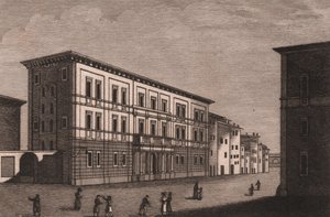 Ansicht des Bischofspalastes in Pistoia, Toskana, Italien, Kupferstich von Antonio Morghen von Antonio (1788 1853) Morghen