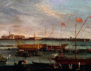 Der Bucentaur am Lido von Venedig, Schule von Canaletto, Italien von Antonio (studio of) Canaletto