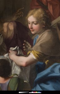 „Der heilige Gregor der Große an einem Tisch mit Jesus im Pilgergewand“ (Detail)