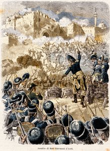 Ägyptische Kampagne: Die Belagerung von Saint John of Acre durch Napoleon Bonaparte (1769-1821) 1799. Gravur von Antonio Bonamore (1845-1907) aus "Napoleon Story" 1893.
