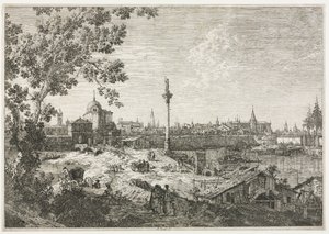 Panorama einer Stadt an einem Fluss von Giovanni Antonio Canal