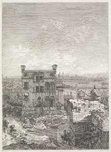 Ansichten: Ein Haus umgeben von sechs Säulen, 1735-1746