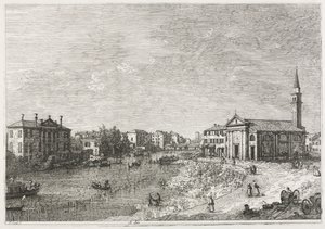 Ansichten: Blick auf Dolo, eine Stadt an der Brenta, westlich von Venedig von Antonio Canaletto